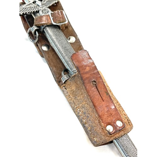 583 - WW2 Nazi German dagger with scabbard, Holler.erlin to blade, together with leather holster