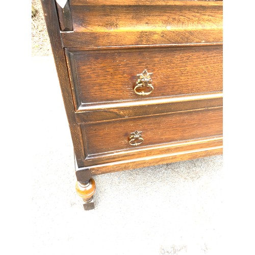 428 - 2 Drawer oak bureau measures approx 40