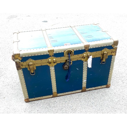 448 - Large travel trunk with insert measures approx 36