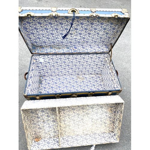 448 - Large travel trunk with insert measures approx 36