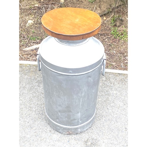 451 - Milk churn converted into barstool, approximate height 26.5 inches with rubber bottom