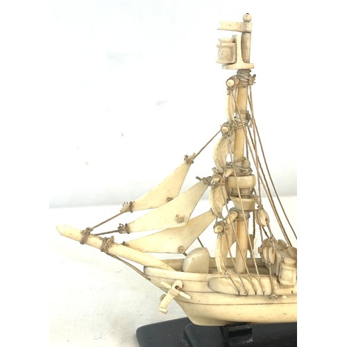 591 - Antique bone galleon ship probably prisoner of war, approximate height 15cm