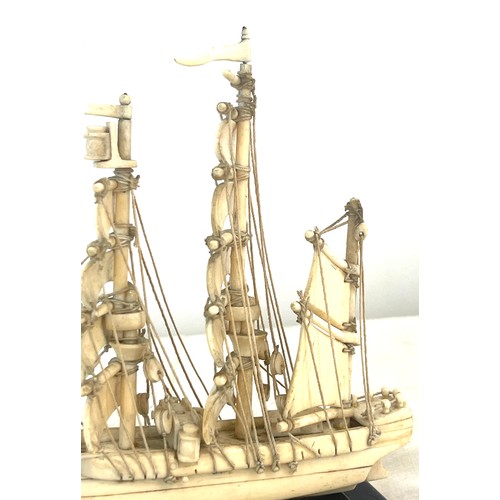 591 - Antique bone galleon ship probably prisoner of war, approximate height 15cm