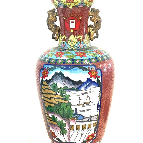 594 - Pair Chinese Cloisonne  vases on stands, Republican period, height including stand 26cm