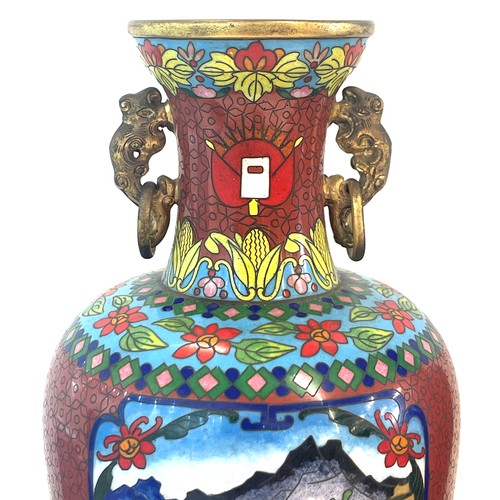 594 - Pair Chinese Cloisonne  vases on stands, Republican period, height including stand 26cm