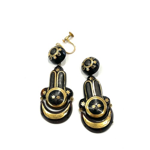 533 - Antique Victorian pique earrings (one missing hanger)