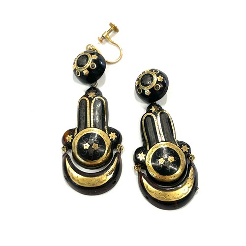 533 - Antique Victorian pique earrings (one missing hanger)