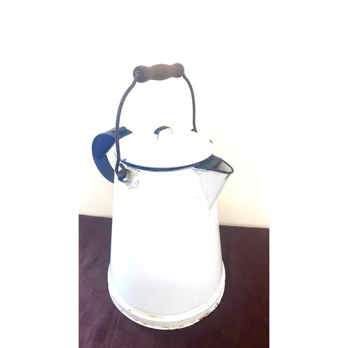 162 - Large vintage enamel kettle, approximate height  14 inches