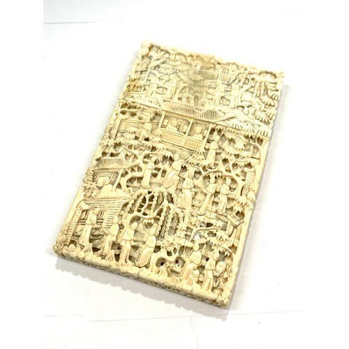 574 - Antique Chinese Canton carved ivory card case