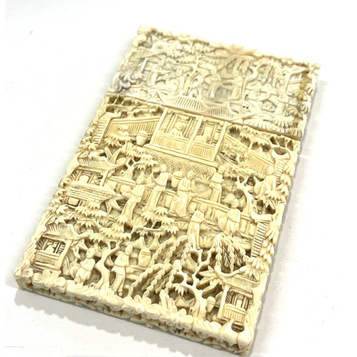 574 - Antique Chinese Canton carved ivory card case