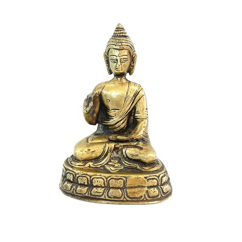 592 - 19th century brass / bronze Buddha, height approximately 16cm