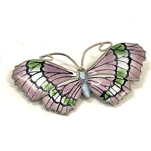 535 - Vintage silver and enamel butterfly brooch by JA & S Wingspan 5.5cm