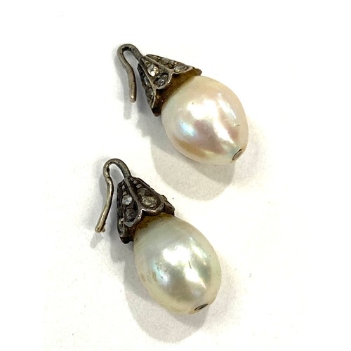 511 - Antique 19th century natural pearl and rose cut diamond earrings