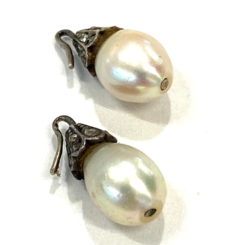 511 - Antique 19th century natural pearl and rose cut diamond earrings