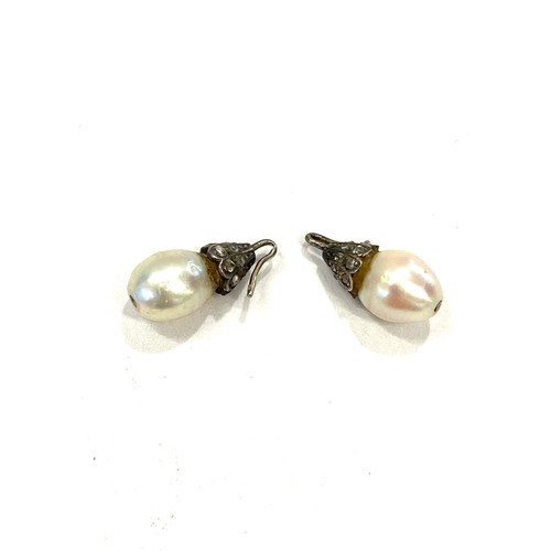 511 - Antique 19th century natural pearl and rose cut diamond earrings