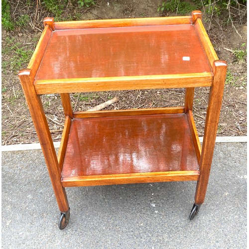 469 - Oak 2 tier vintage tea trolley