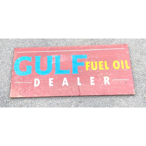 471 - Vintage advertising Gulf sign, approximate measurement: Height 16 inches, Width 35 inches