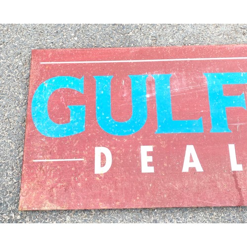 471 - Vintage advertising Gulf sign, approximate measurement: Height 16 inches, Width 35 inches