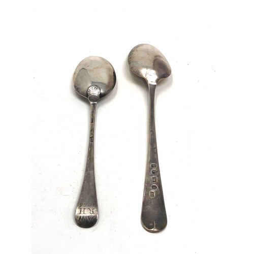 10 - 2 early antique georgian silver table spoons weight 94g  1 dated 1756