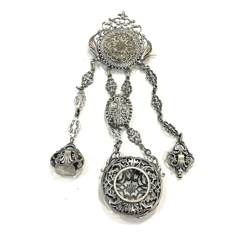 531 - Antique Georgian white metal chatelaine