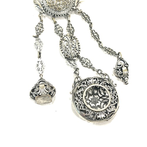 531 - Antique Georgian white metal chatelaine