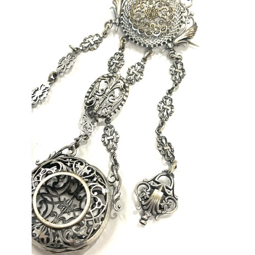 531 - Antique Georgian white metal chatelaine