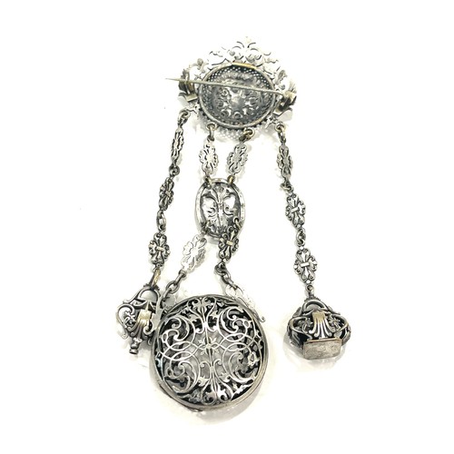 531 - Antique Georgian white metal chatelaine