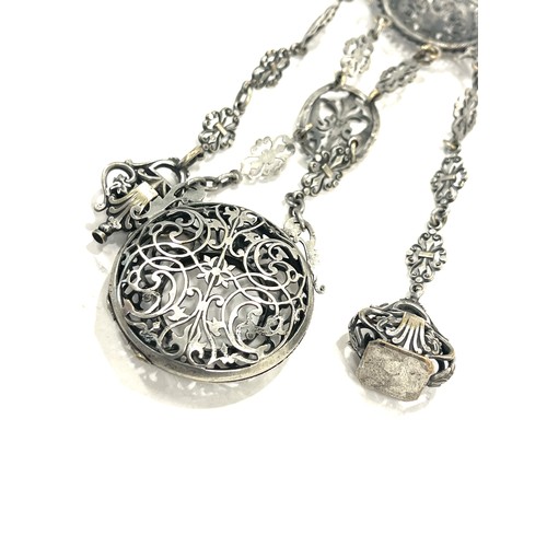 531 - Antique Georgian white metal chatelaine