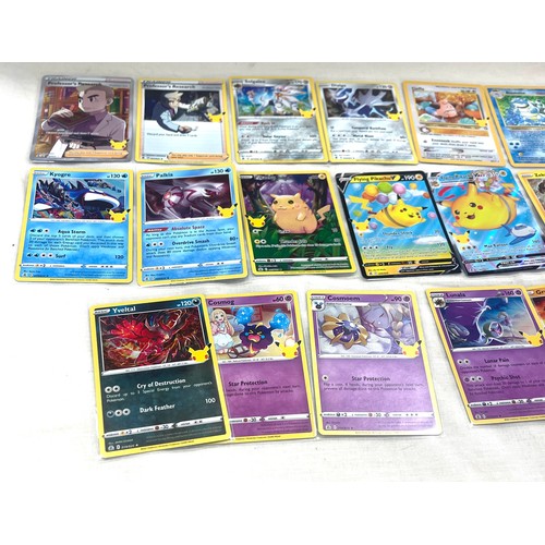 499 - Pokemon card, 25th celebration set, 1-7, 10-15,17-21,23-24, missing 8-9, 16,22,25 near complete, 25t... 