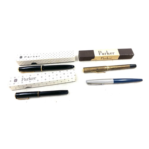 490 - 4 Vintage fountain pens includes 3 14ct gold nibbed parker fountain pens includes some boxed