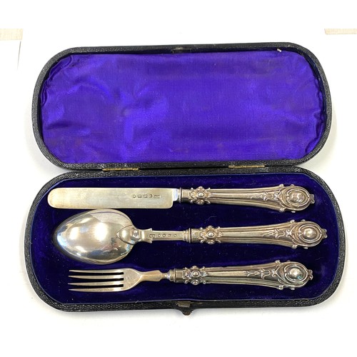 502 - Cased Silver hallmarked christening knife, fork and spoon set