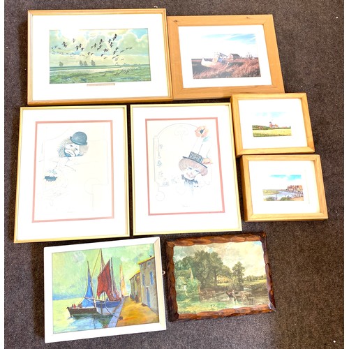 62 - Selection of 8 framed prints / pictures, various sizes, various scences