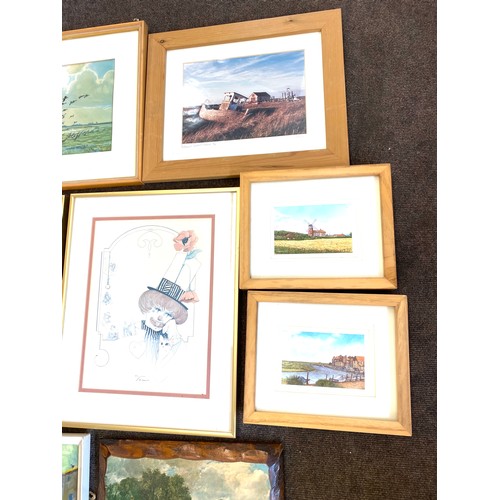 62 - Selection of 8 framed prints / pictures, various sizes, various scences