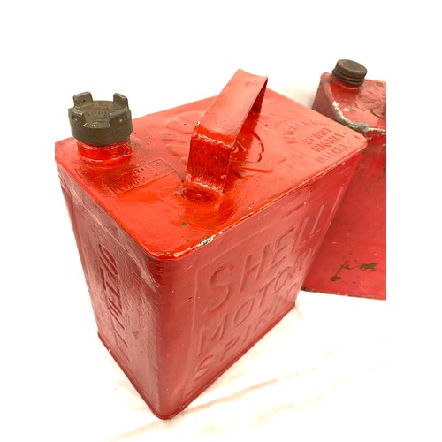 388 - 2 Vintage fuel cans, to include original Shell Motor Spirit, approximate height 13 inches