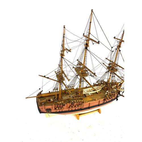 105 - Vintage galleon ship model measures approx 18 inches tall 22 inches long