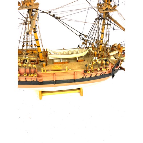 105 - Vintage galleon ship model measures approx 18 inches tall 22 inches long