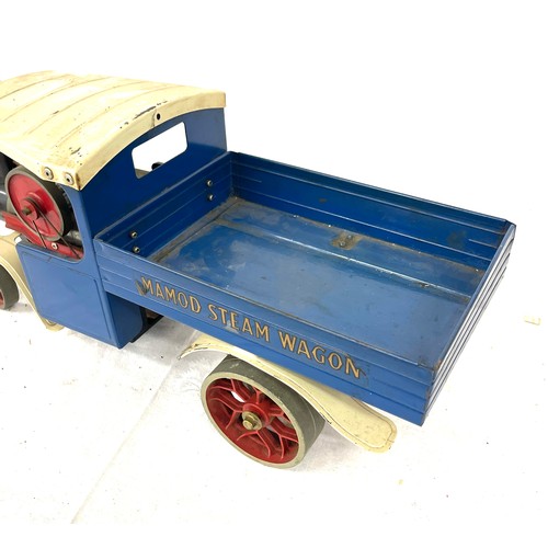 94 - Vintage Mamod blue steam wagon sw1 measures approx 7.5inches tall 16 inches long