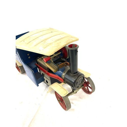 94 - Vintage Mamod blue steam wagon sw1 measures approx 7.5inches tall 16 inches long