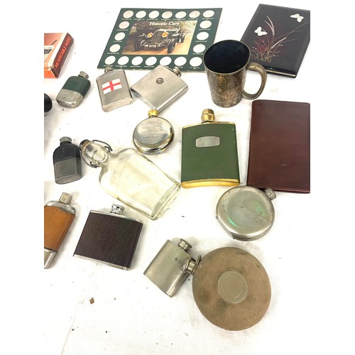 214 - Selection of assorted vintage hip flasks etc