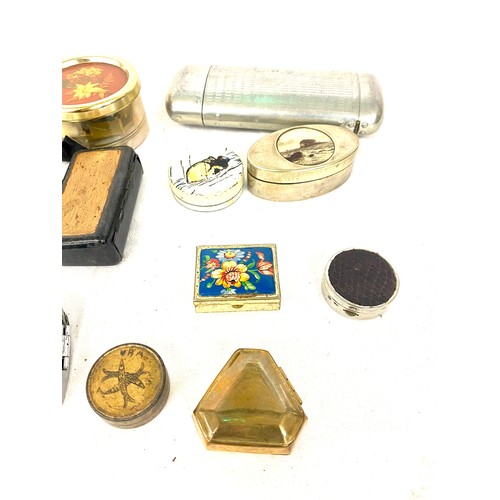 120 - Selection of pill, snuff, pin boxes etc various designs and styles