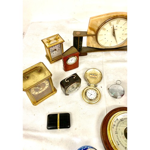 109 - Selection of carriage and mantel clocks, all untested