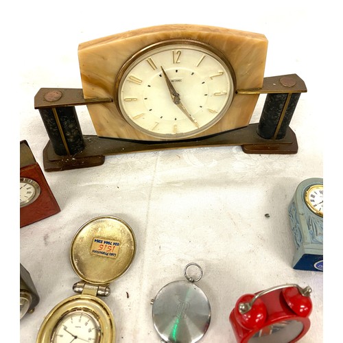 109 - Selection of carriage and mantel clocks, all untested