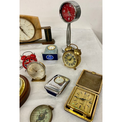 109 - Selection of carriage and mantel clocks, all untested