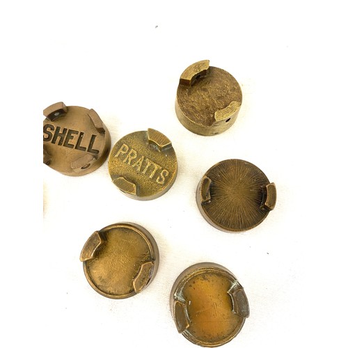 593 - Selection of vintage fuel caps to include Esso, Shell, BP,Pratt etc