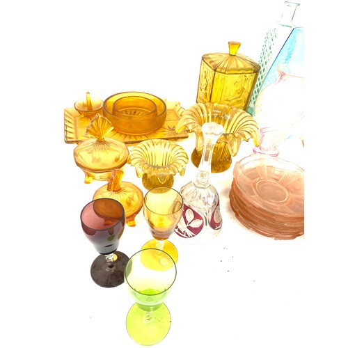 285 - Selection of coloured glass collectable pieces