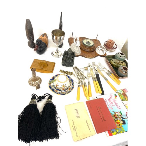 268 - Selection of miscellaneous to include cutlery, pottery, autograph books etc