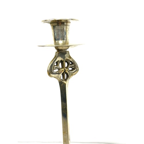 135 - Pair Art Nouveau Silver plated candle sticks, approximate height 14.5 inches