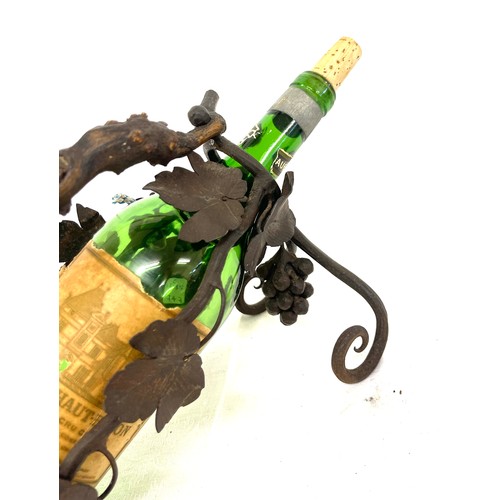 126 - Wooden and metal wine bottle holder