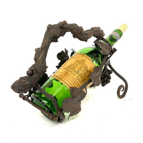 126 - Wooden and metal wine bottle holder