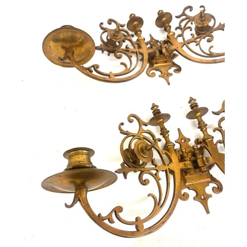 88 - Pair antique brass wall mounted ornate sconces approximate measurements of each: Height 8 inches, Wi... 